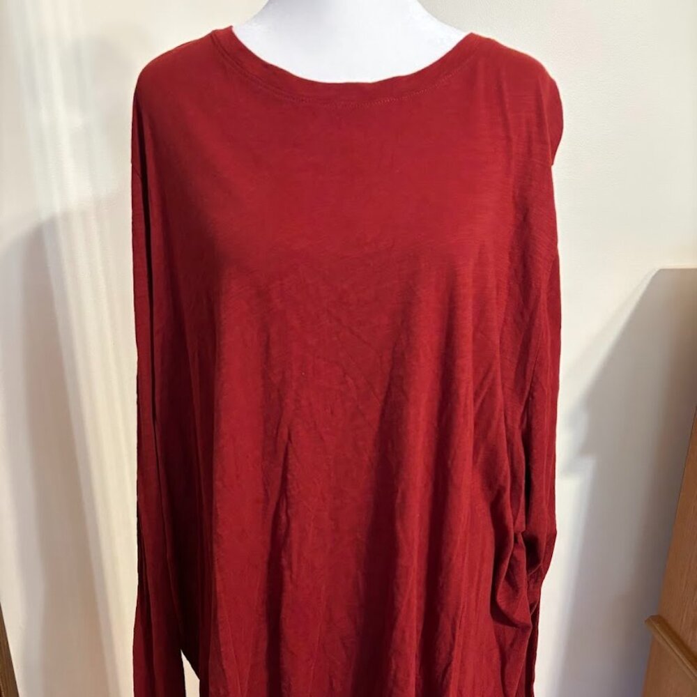 SONOMA Women's Plus Burgundy Tee with Long Sleeves (100% Cotton) - 4x